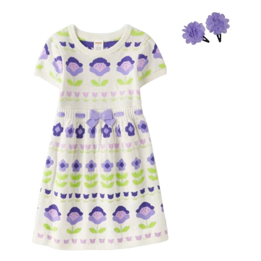Gymboree Toddler Girls LAVENDER Sweater Dress Hair Clips  3T 4T 5T  NEW